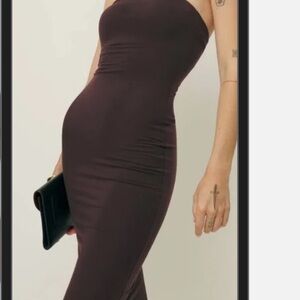 Reformation Strapless Dark Brown Dress
